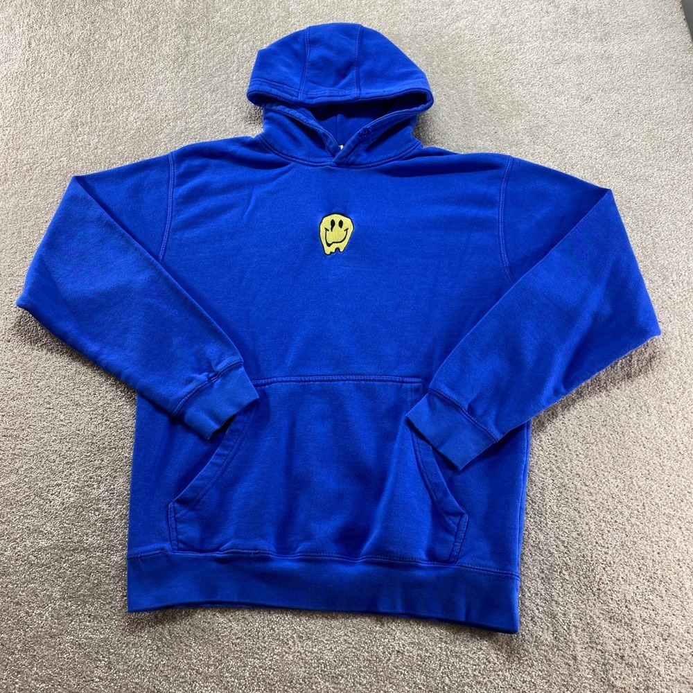 Lane Seven‎ Hoodie Mens Medium Blue Melting Smiley Face Sweatshirt